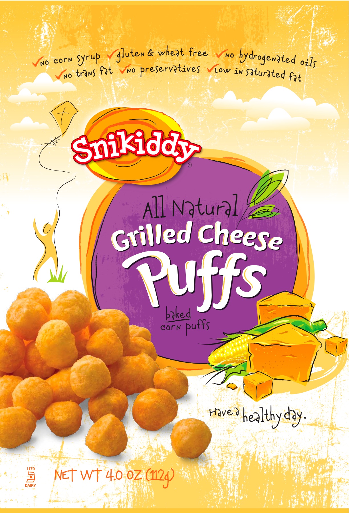 Snikiddy Grilled Cheese, Mac n’ Cheese, and Nacho Cheese Puffs